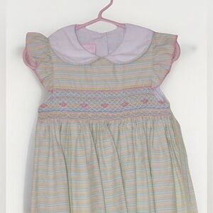 Petit Bebe Easter Dress Smocked Yellow Green